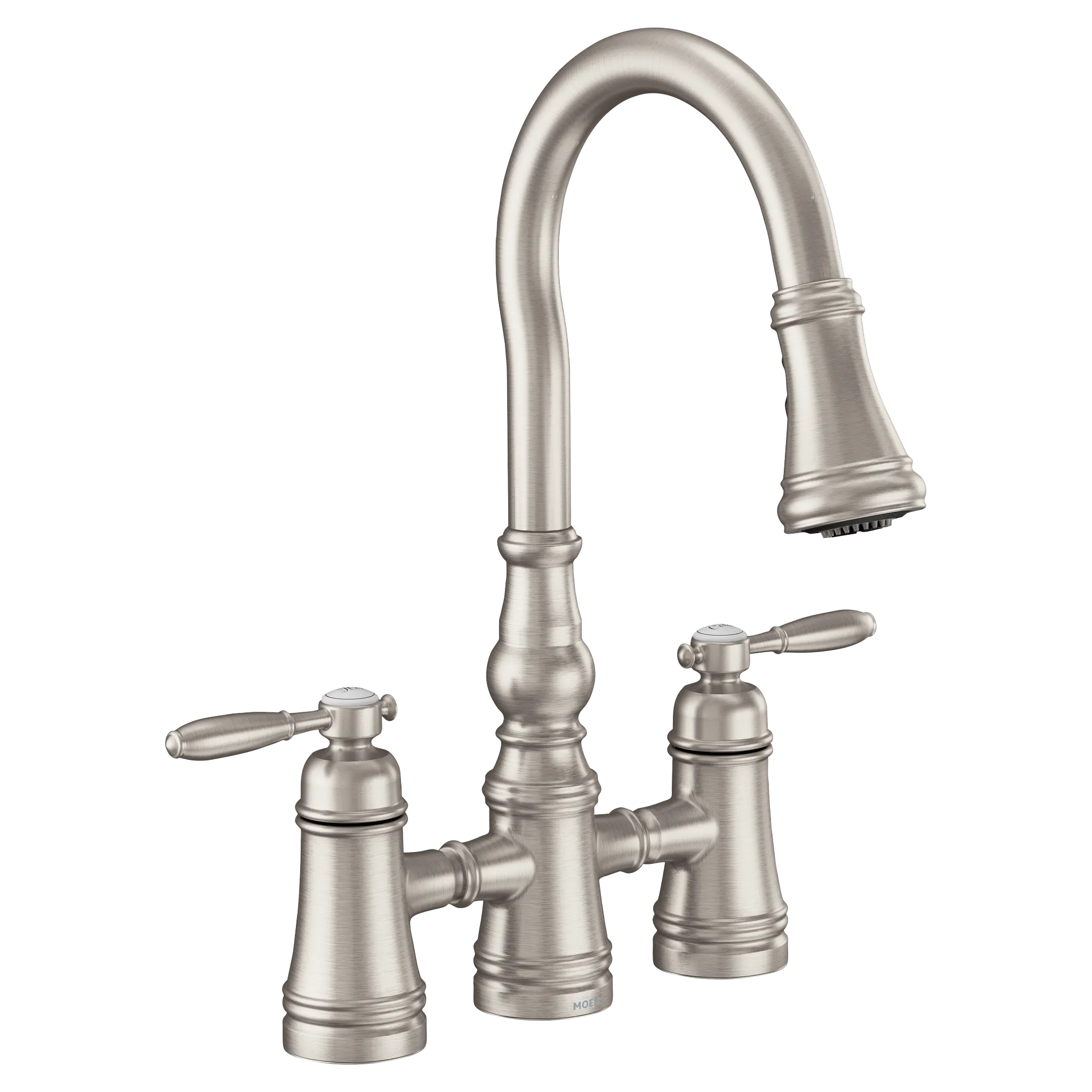 MOEN S73204SRS Weymouth Two-Handle High Arc Pulldown Kitchen Faucet - Spot Resist Stainless