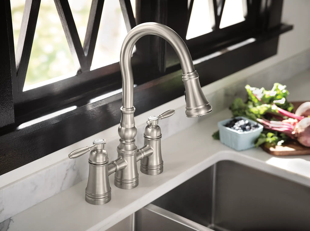 MOEN S73204SRS Weymouth Two-Handle High Arc Pulldown Kitchen Faucet - Spot Resist Stainless