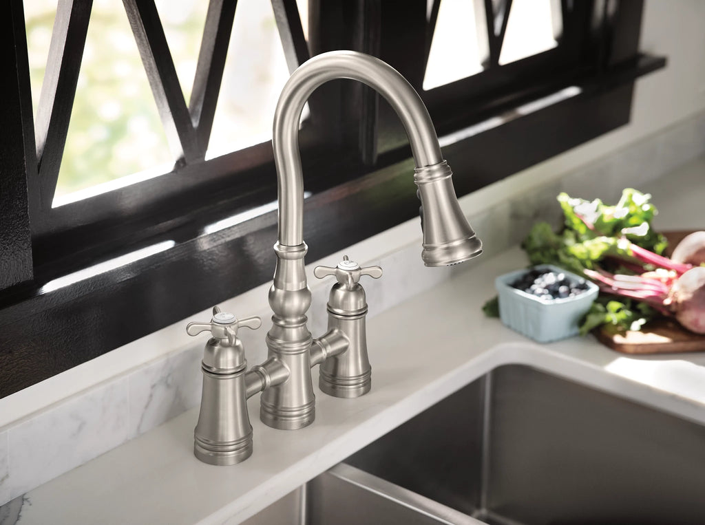 MOEN S73204SRS Weymouth Two-Handle High Arc Pulldown Kitchen Faucet - Spot Resist Stainless