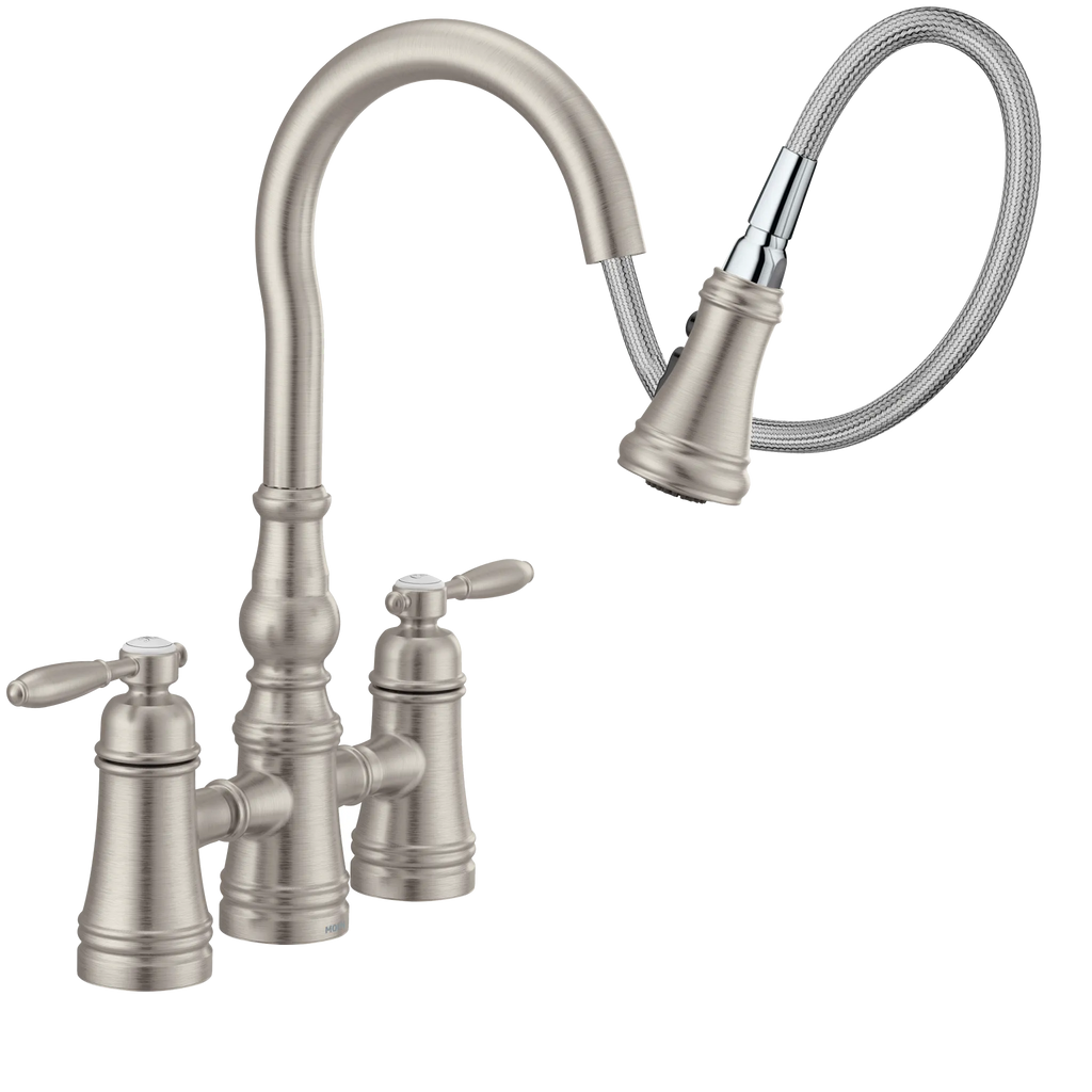 MOEN S73204SRS Weymouth Two-Handle High Arc Pulldown Kitchen Faucet - Spot Resist Stainless