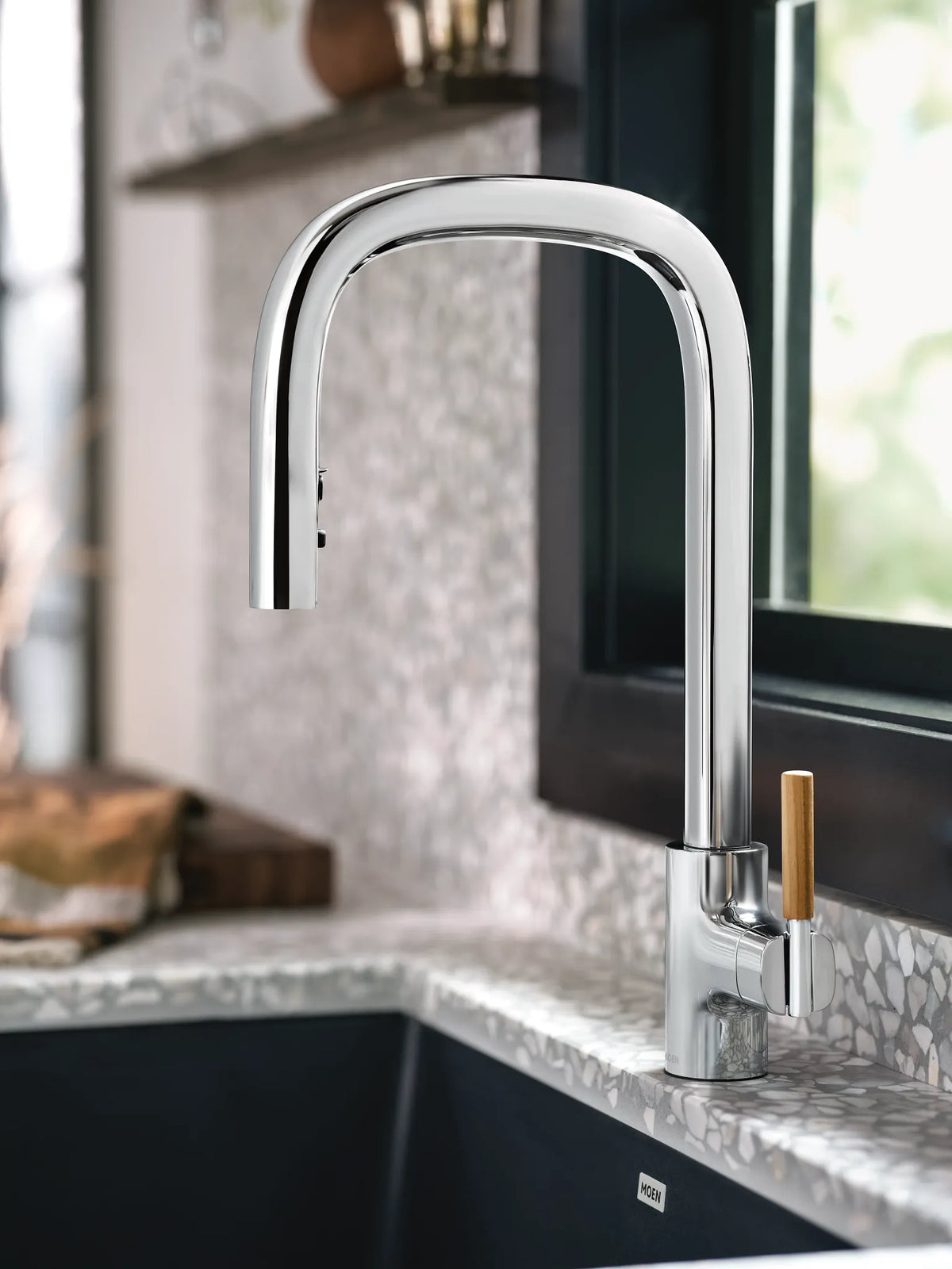 MOEN S74001 Tenon One-Handle High Arc Pulldown Kitchen Faucet - Chrome