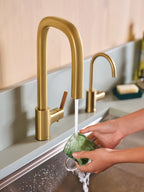 MOEN S74001BG Tenon One-Handle High Arc Pulldown Kitchen Faucet - Brushed Gold