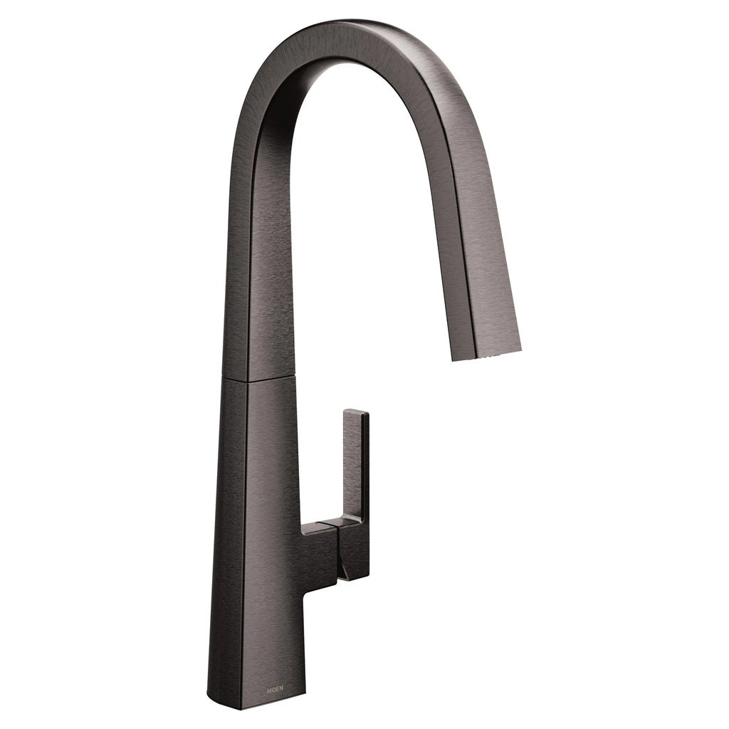 MOEN S75005BLS Nio One-Handle High Arc Pulldown Kitchen Faucet - Black Stainless