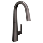 MOEN S75005BLS Nio One-Handle High Arc Pulldown Kitchen Faucet - Black Stainless