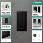 HANSGROHE 56070670 XtraStoris Minimalistic Wall Niche with Open Frame 12"x 6"x 4" - Matte Black