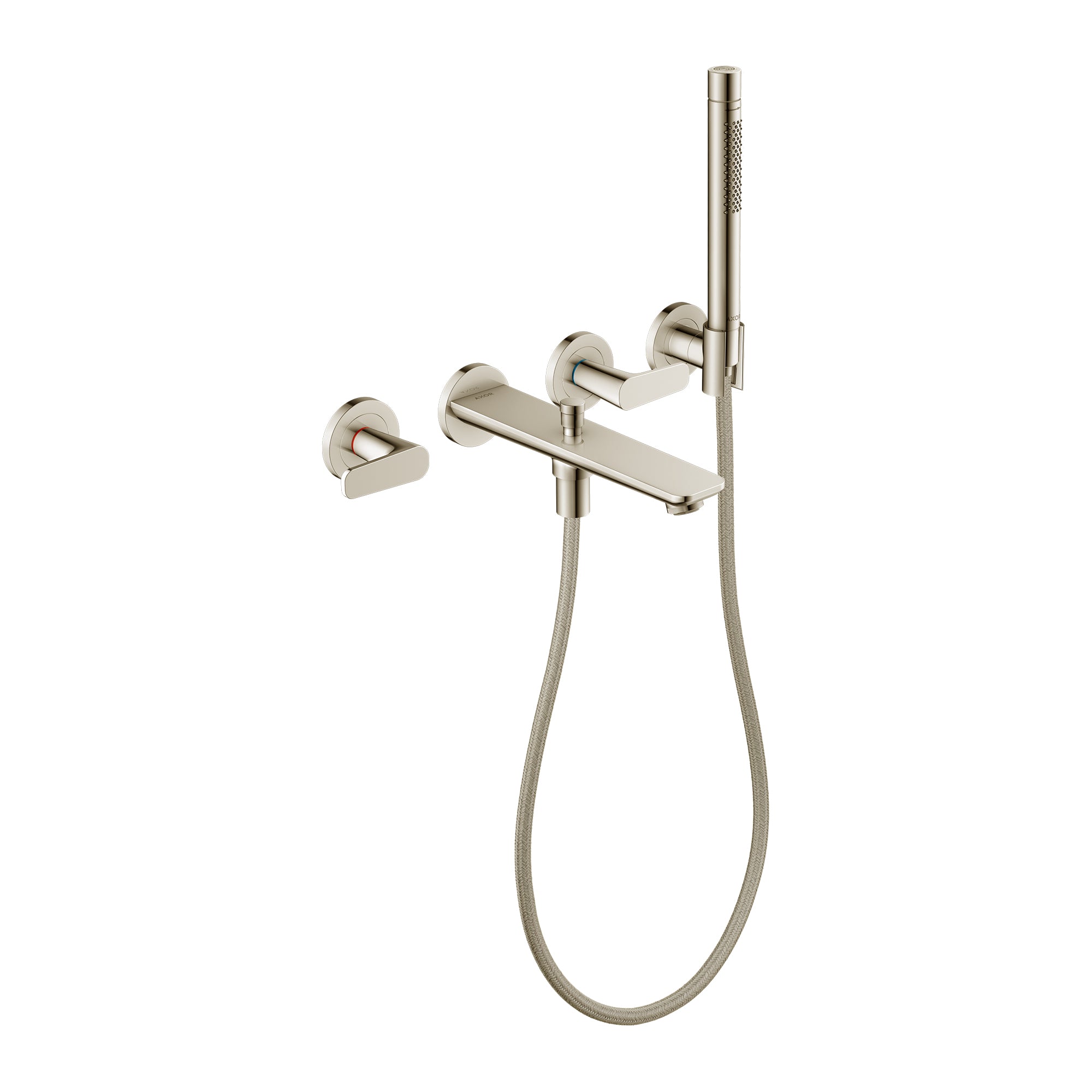 AXOR 49480831 Citterio C 3-Hole Wall-Mounted Tub Filler with 1.75 GPM Handshower and Holder - Polished Nickel