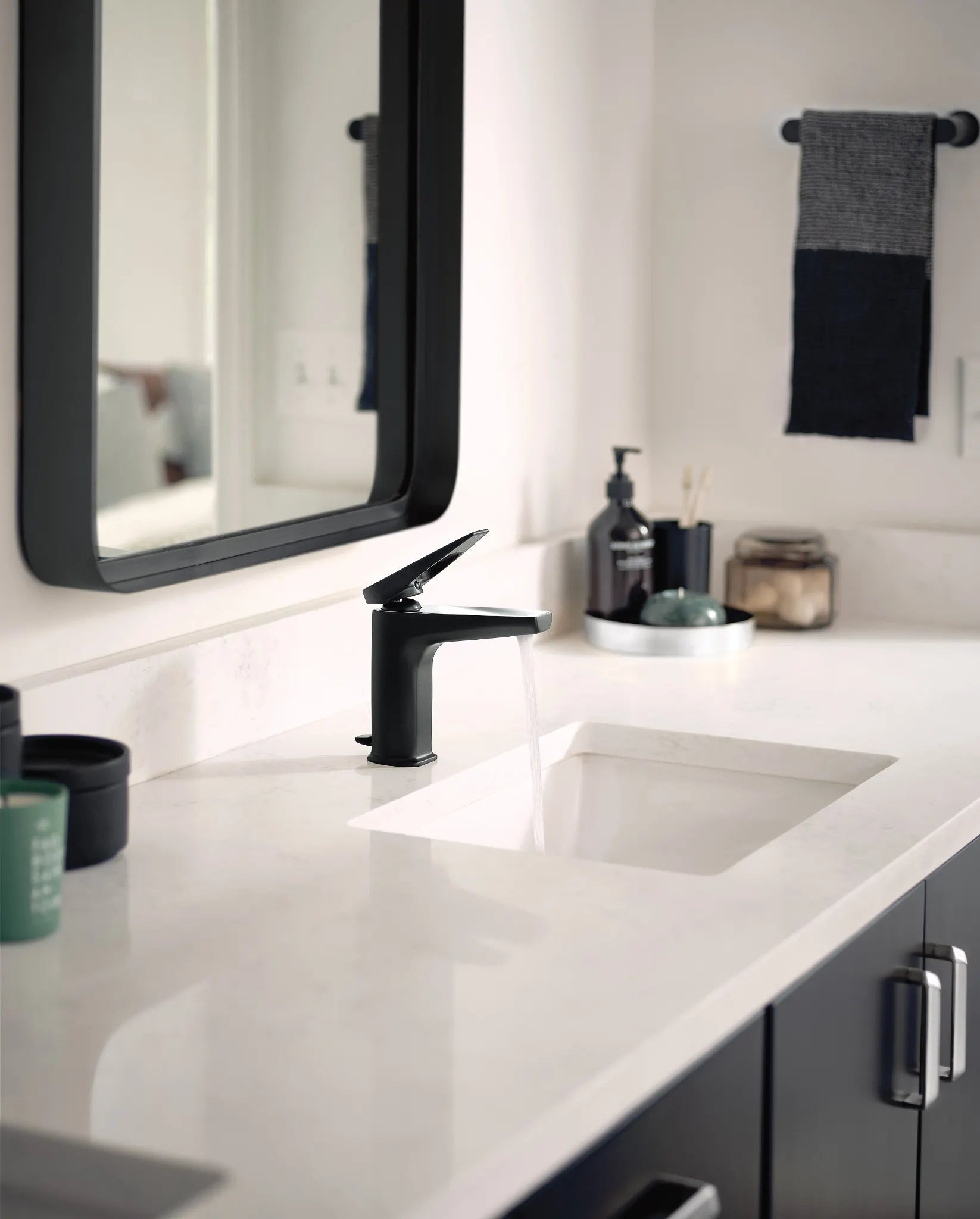 MOEN S8000BLC Via One-Handle Bathroom Sink Faucet - Matte Black/Chrome