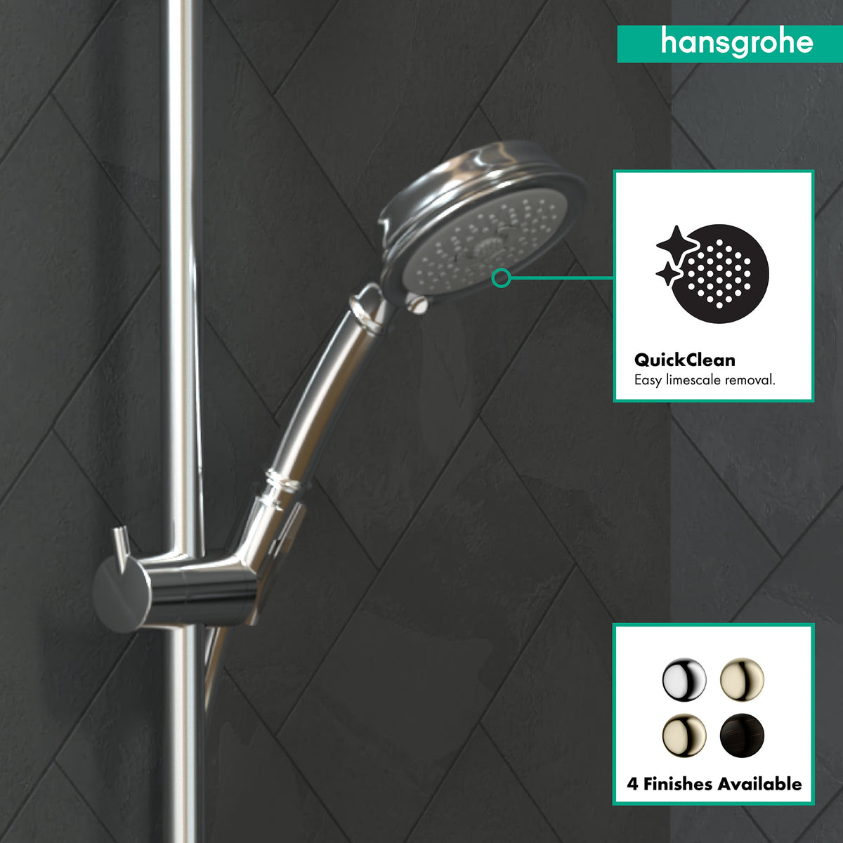 HANSGROHE 04072000 Croma 100 Classic Handshower 3-Jet, 2.5 GPM - Chrome