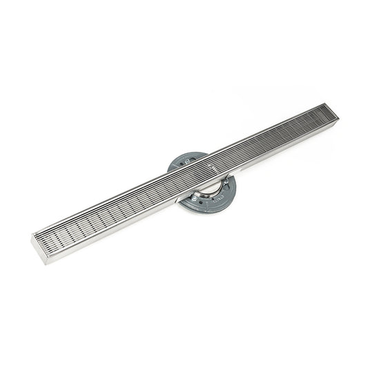 INFINITY DRAIN SAS 9948-A PS S-AS 99 48" S-Stainless Steel Series High Flow Complete Kit with 2 1/2" Wedge Wire Grate in Polished Stainless with ABS Drain Body, 3" Outlet