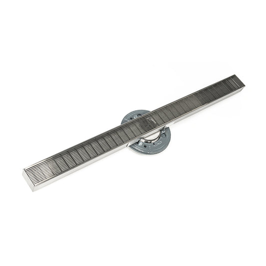 INFINITY DRAIN SAS 9936-I SS S-AS 99 36" S-Stainless Steel Series High Flow Complete Kit with 2 1/2" Wedge Wire Grate in Satin Stainless with Cast Iron Drain Body, 3" No Hub Outlet