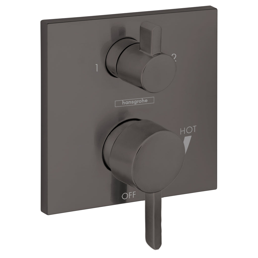 HANSGROHE 15862341 Ecostat Pressure Balance Trim Square with Diverter - Brushed Black Chrome