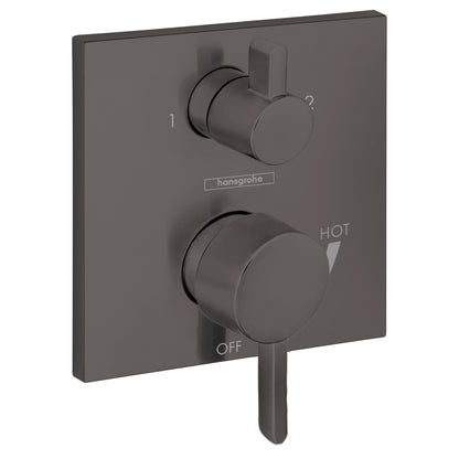 HANSGROHE 15862341 Ecostat Pressure Balance Trim Square with Diverter - Brushed Black Chrome