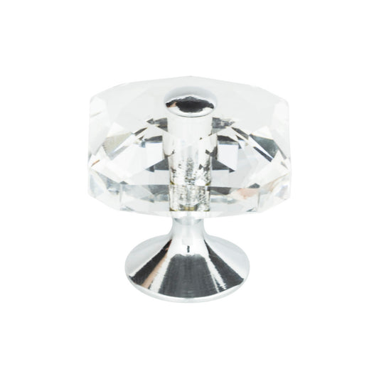 ATLAS 3209-CH Crystal 1 1/2" Length Square Knob , Polished Chrome