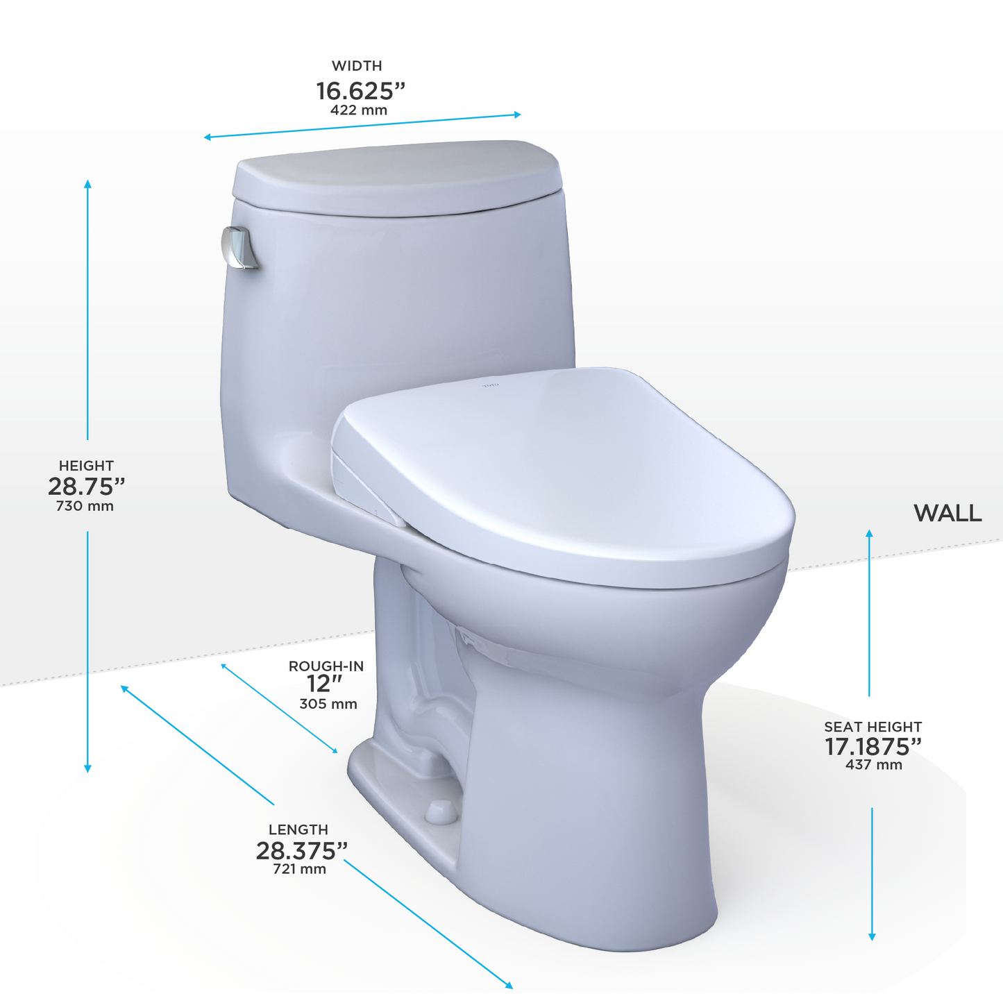 TOTO MW6044736CEFGA#01 WASHLET+ UltraMax II One-Piece Elongated 1.28 GPF Toilet with Auto Flush WASHLET+ S7A Contemporary Bidet Seat , Cotton White