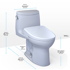 TOTO MW6044726CEFGA#01 Washlet+ Ultramax Ii One-Piece Elongated 1.28 Gpf Toilet With Auto Flush Washlet+ S7 Contemporary Bidet Seat - Cotton White