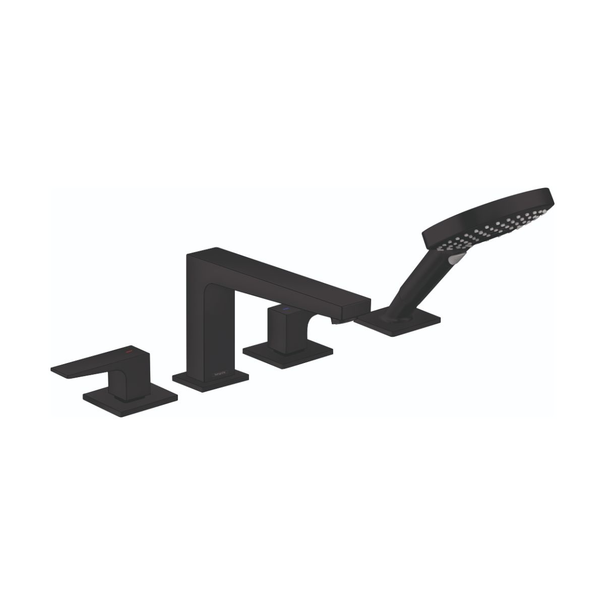 HANSGROHE 32557671 Metropol 4-Hole Roman Tub Set Trim with Lever Handles and 1.75 GPM Handshower - Matte Black