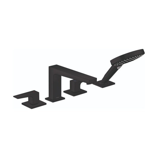 HANSGROHE 32557671 Metropol 4-Hole Roman Tub Set Trim with Lever Handles and 1.75 GPM Handshower - Matte Black