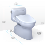 TOTO MW6444736CEFG#01 Washlet+ Carolina Ii One-Piece Elongated 1.28 Gpf Toilet And Washlet+ S7 Contemporary Bidet Seat - Cotton White
