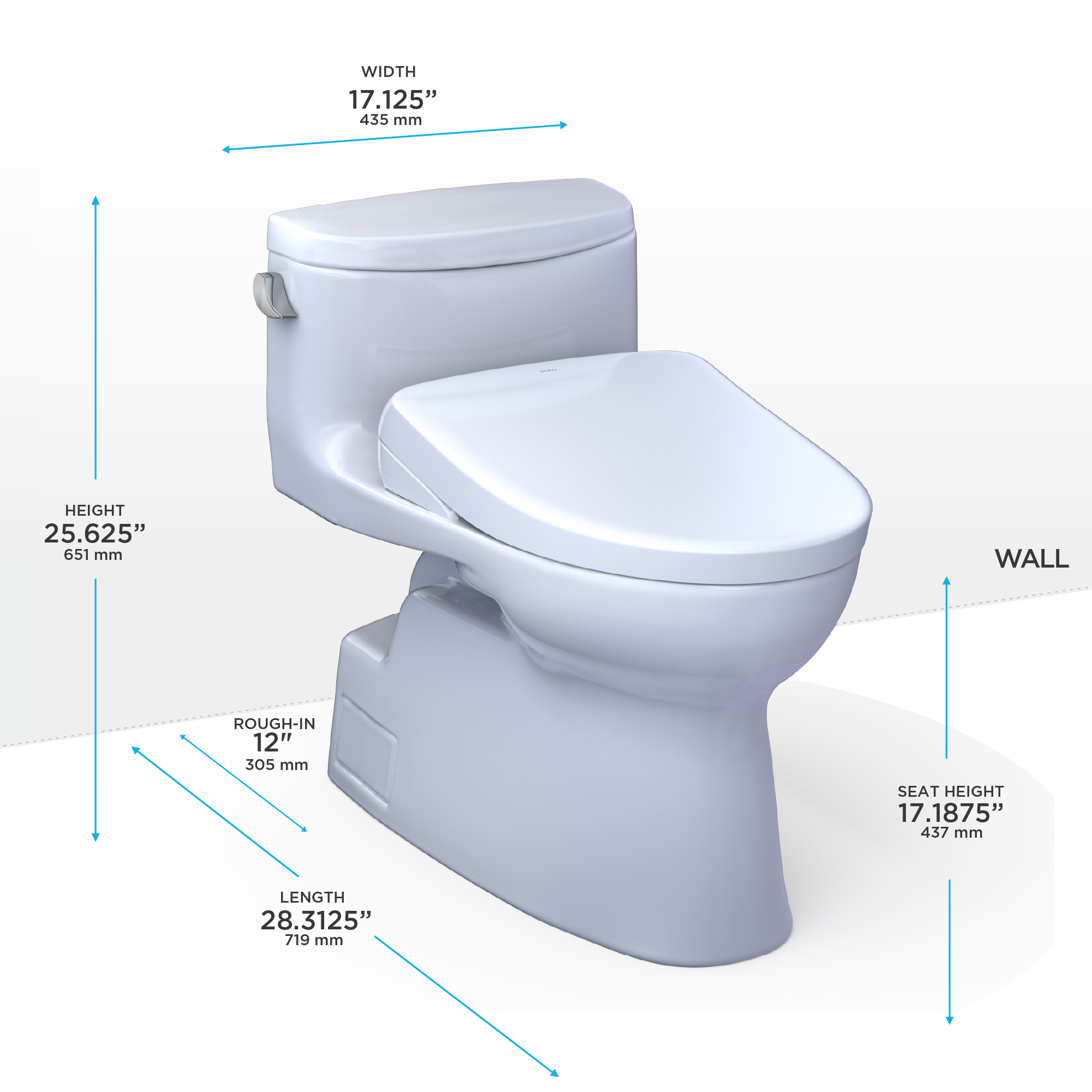 TOTO MW6444736CEFG#01 Washlet+ Carolina Ii One-Piece Elongated 1.28 Gpf Toilet And Washlet+ S7 Contemporary Bidet Seat - Cotton White