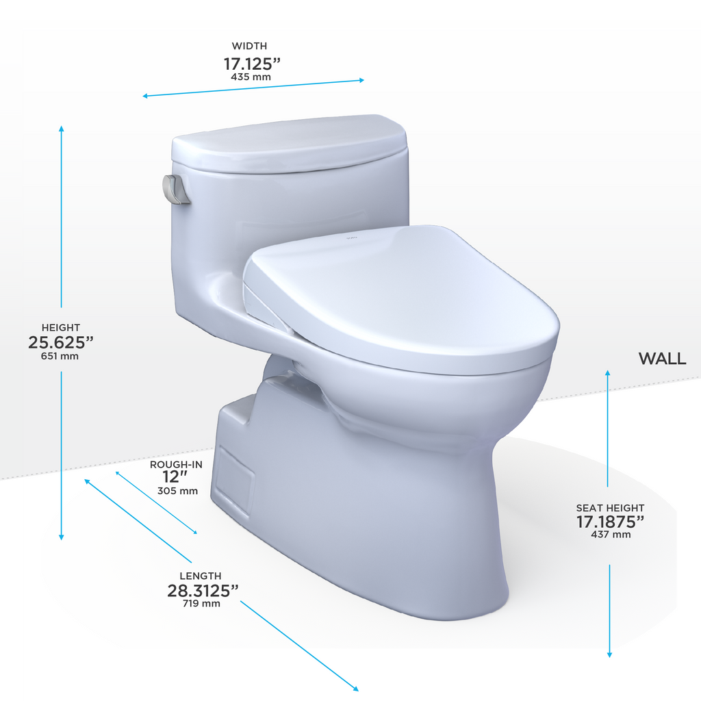 TOTO MW6444726CEFG#01 Washlet+ Carolina Ii One-Piece Elongated 1.28 Gpf Toilet And Washlet+ S7 Contemporary Bidet Seat - Cotton White