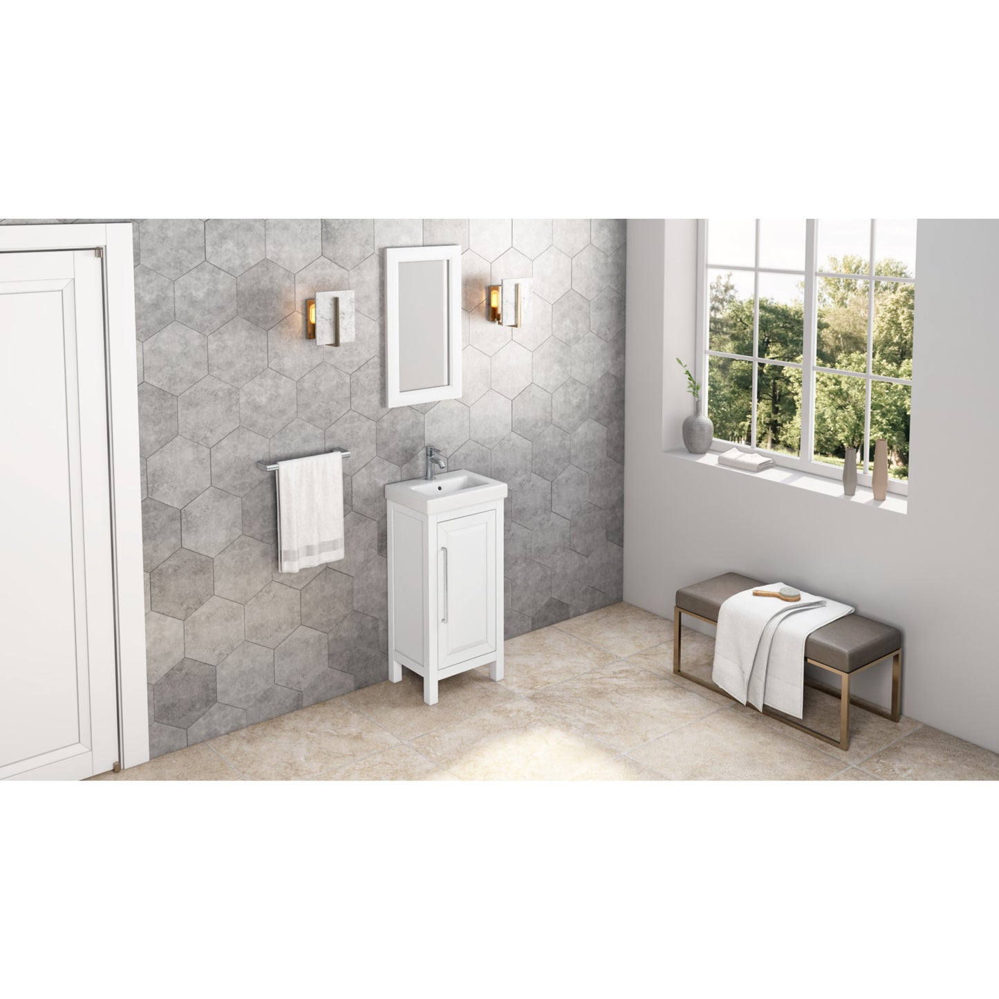 JEFFREY ALEXANDER VN2CAD-18-WH-NT 18" White Cade Vanity - White