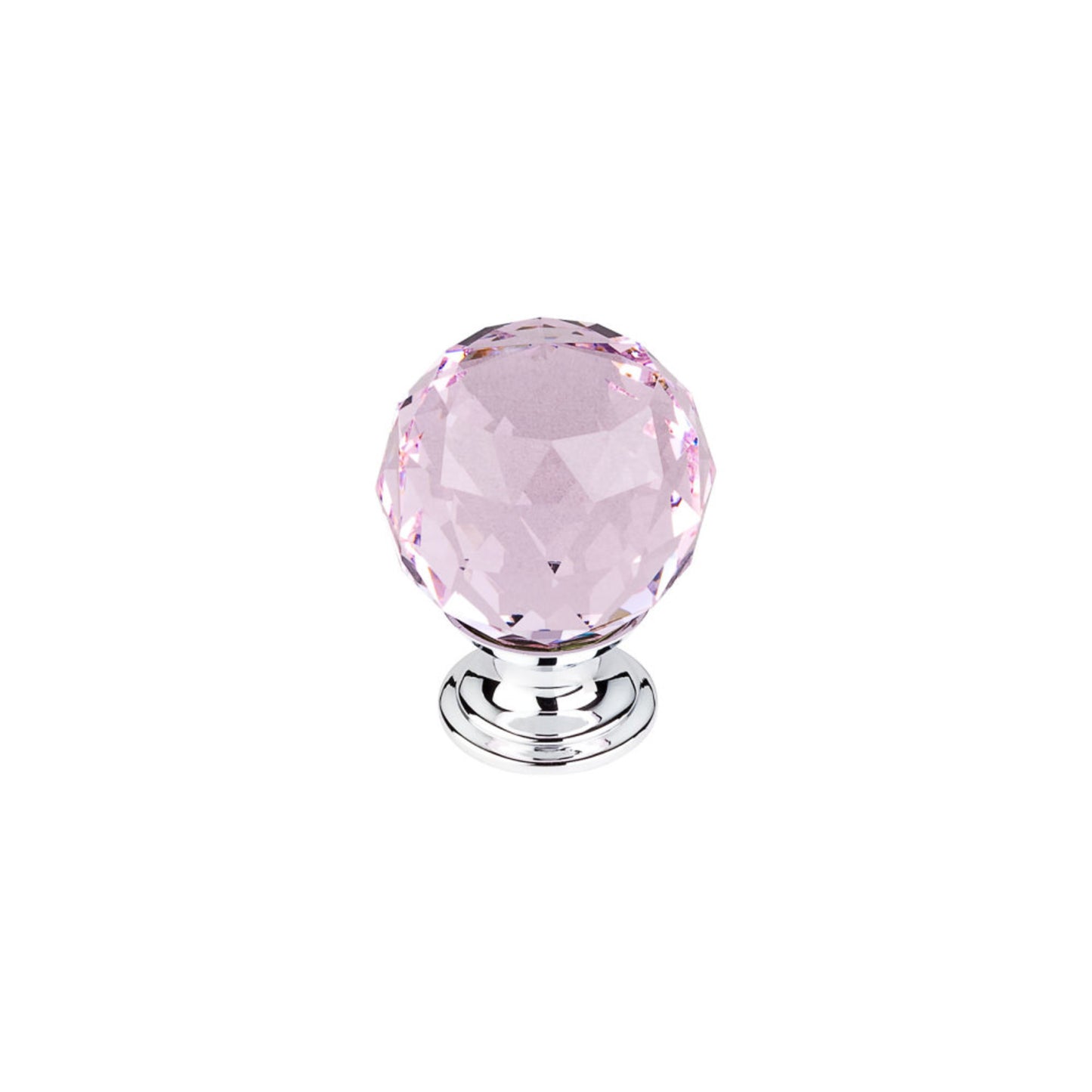 TOP KNOBS TK118PC Pink Crystal 1 3/8" Diameter Round Knob - Polished Chrome