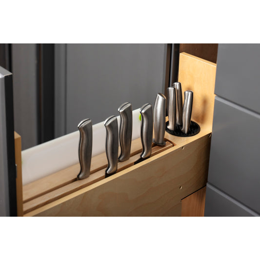 HARDWARE RESOURCES KBPO-5SC 5" "No Wiggle" Magnetic Knife Organizer Soft-close Pullout - UV Coated