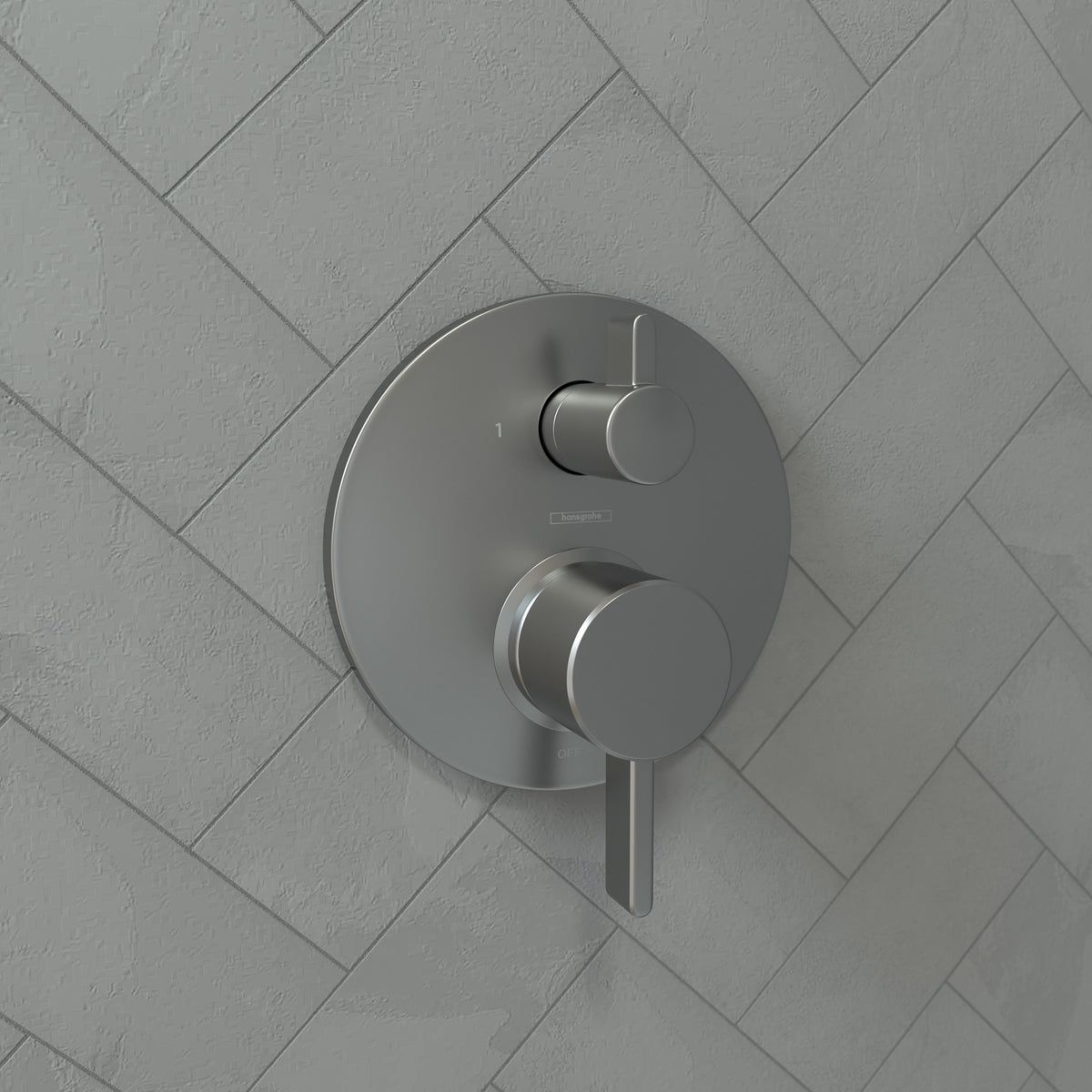 HANSGROHE 04447340 Ecostat Pressure Balance Trim S with Diverter - Brushed Black Chrome