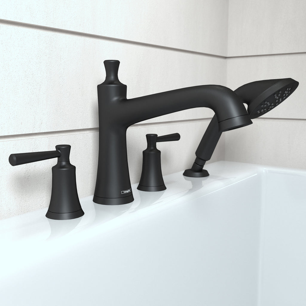 HANSGROHE 04777670 Joleena 4-Hole Roman Tub Set Trim with 1.75 GPM Handshower - Matte Black