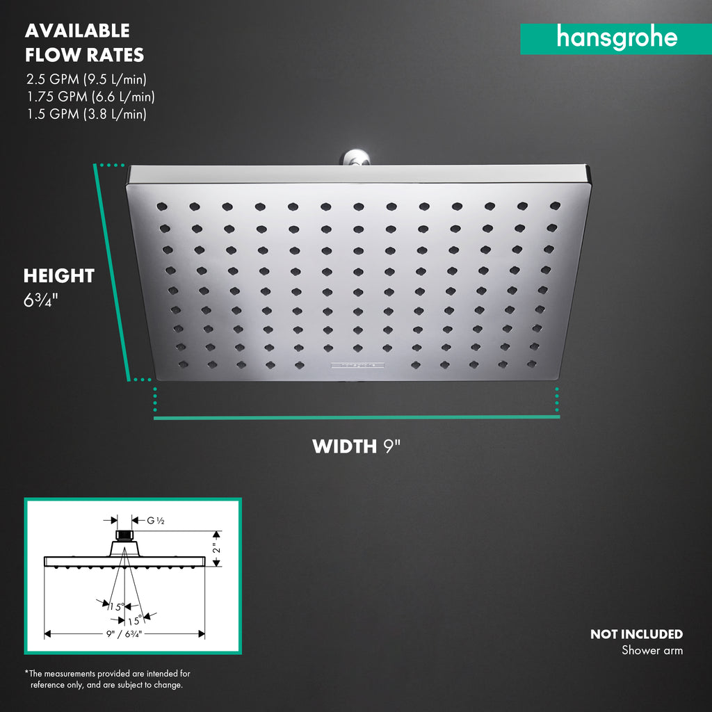 HANSGROHE 26094671 Vernis Blend Showerhead 230 1-Jet, 1.5 GPM - Matte Black