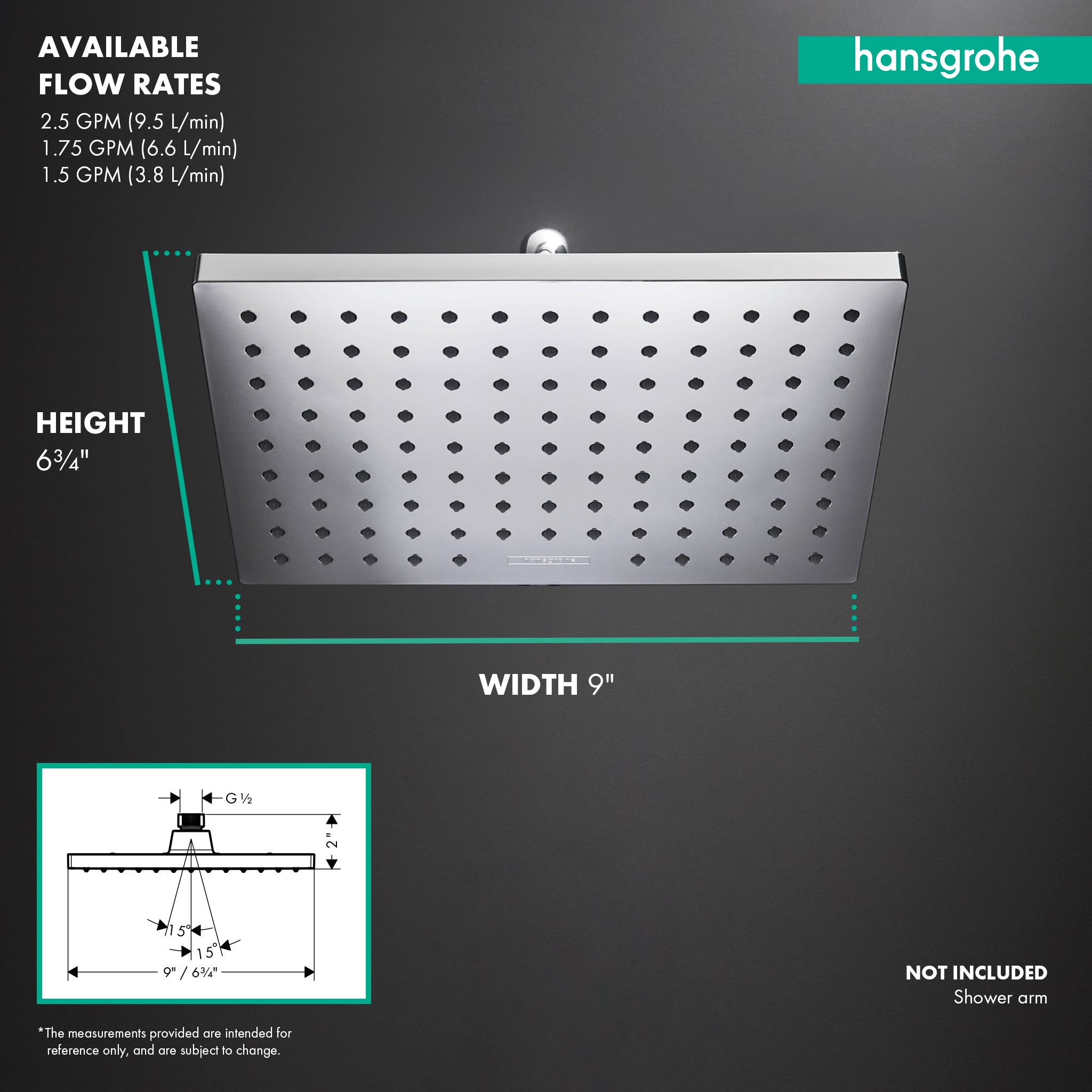 HANSGROHE 26094671 Vernis Blend Showerhead 230 1-Jet, 1.5 GPM - Matte Black