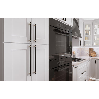 JEFFREY ALEXANDER 51MBSN Key Grande 2" Length Bar Knob - Matte Black w/Satin Nickel