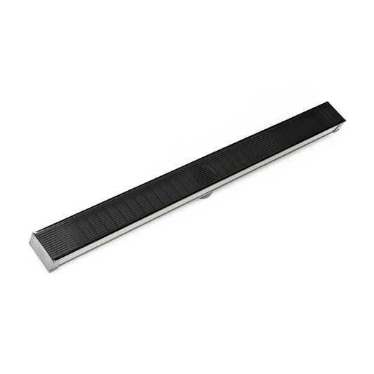 INFINITY DRAIN S-LAG 6548 BK S-LAG 65 48" S-PVC Series Low Profile Complete Kit with 2 1/2" Wedge Wire Grate in Matte Black
