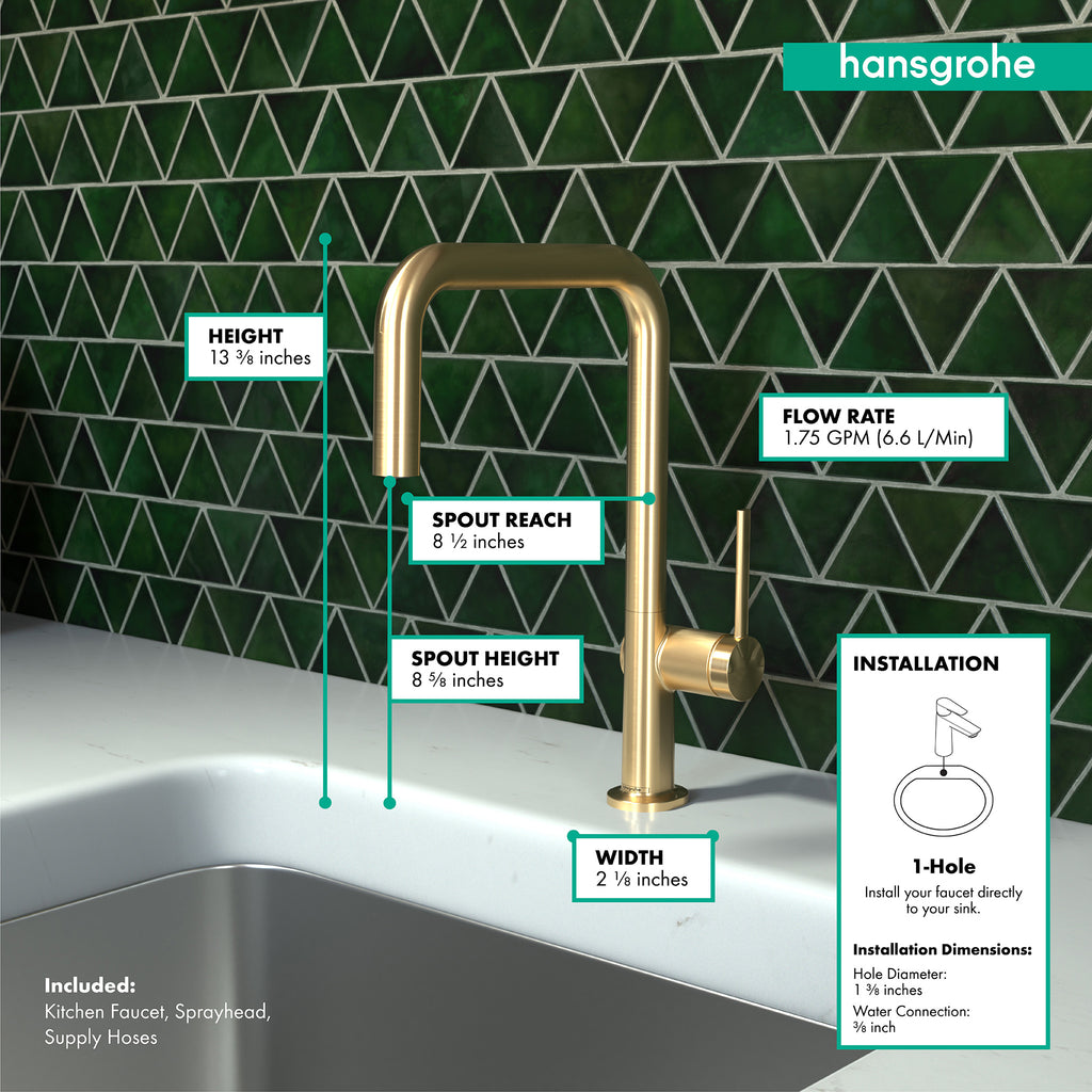 HANSGROHE 72806251 Talis N Kitchen Faucet, U-Style 1-Spray, 1.75 GPM - Brushed Gold Optic