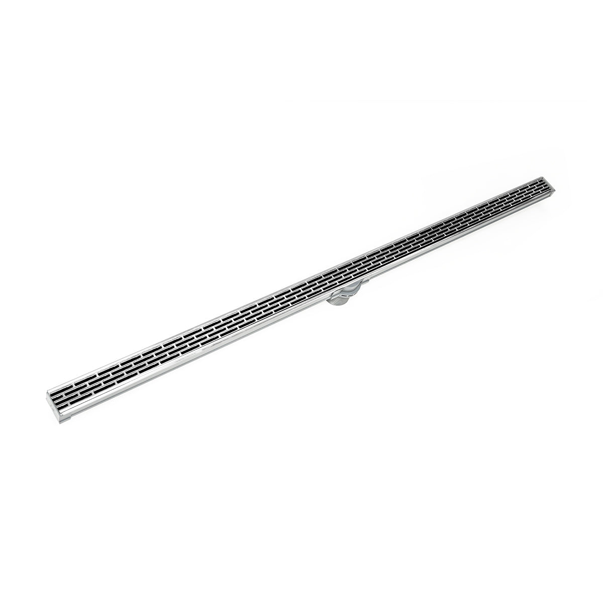 INFINITY DRAIN S-LT 3896 PS S-LT 38 96" S-PVC Series Low Profile Complete Kit with 1 1/2" Perforated Offset Slot Grate in Polished Stainless