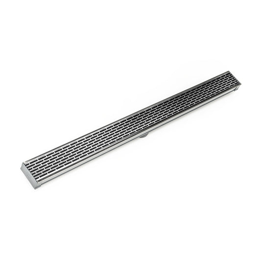 INFINITY DRAIN S-LT 6548 PS S-LT 65 48" S-PVC Series Low Profile Complete Kit with 2 1/2" Perforated Offset Slot Grate in Polished Stainless