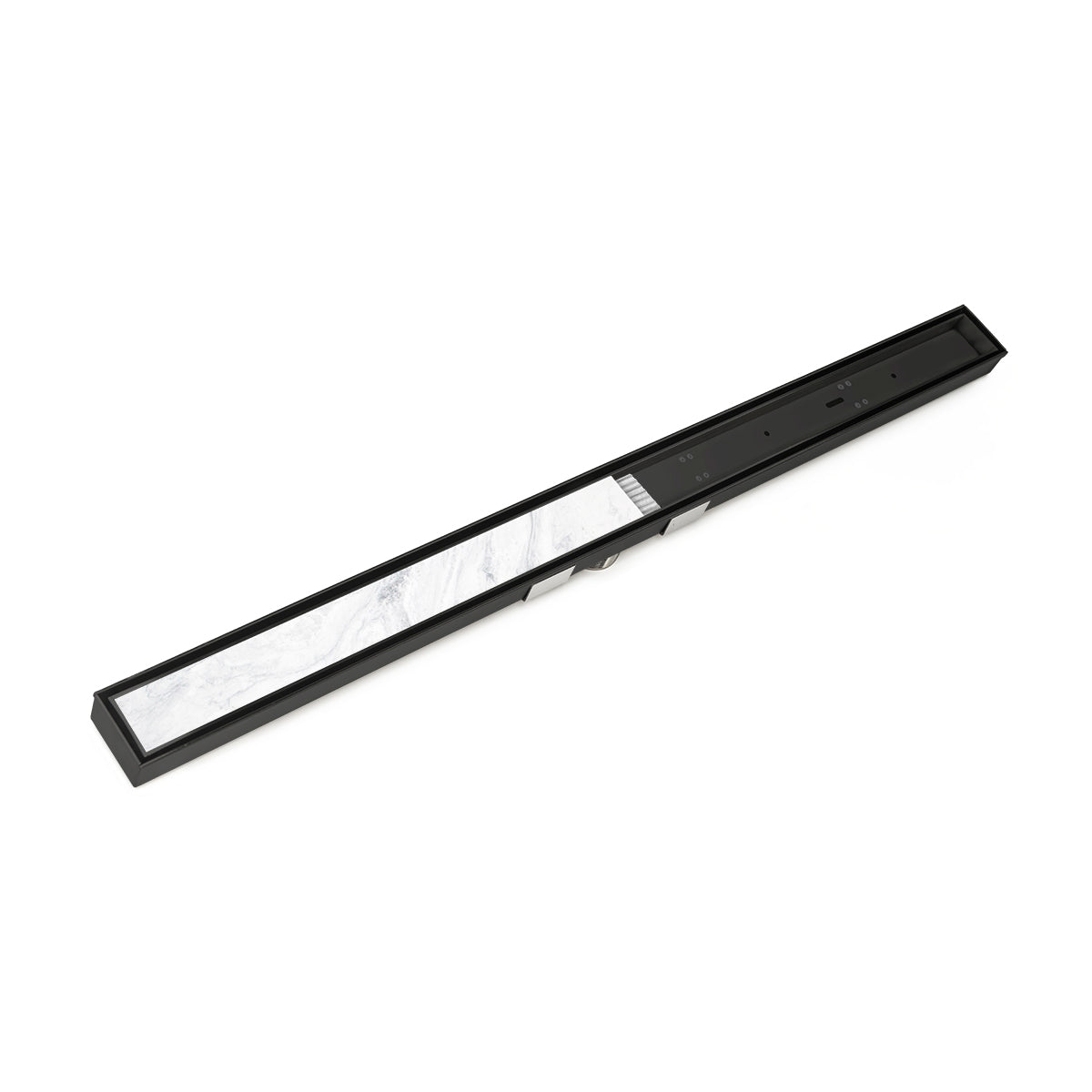 INFINITY DRAIN S-LTIFAS 9960-P BK S-LTIFAS 99 60" S-Stainless Steel Series High Flow Complete Kit with Low Profile Tile Insert Frame in Matte Black with PVC Drain Body, 3" Outlet