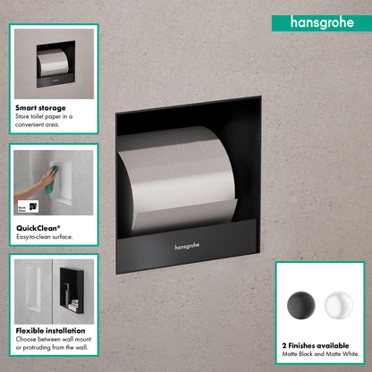 HANSGROHE 56065670 XtraStoris Original Recessed Toilet Paper Holder 6"x 6"x 5.5" - Matte Black
