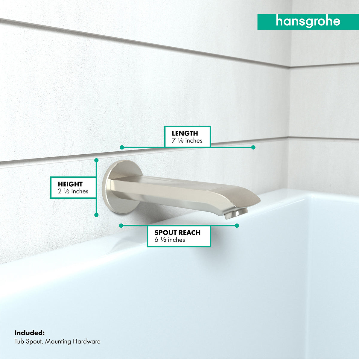 HANSGROHE 31494821 Metris Tub Spout - Brushed Nickel