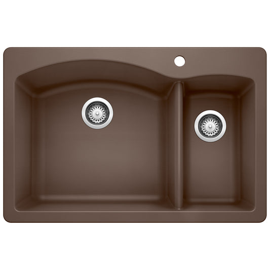 BLANCO 440197 Diamond Diamond SILGRANIT 33" 70/30 Double Bowl Dual Mount Kitchen Sink - Cafe in Cafe