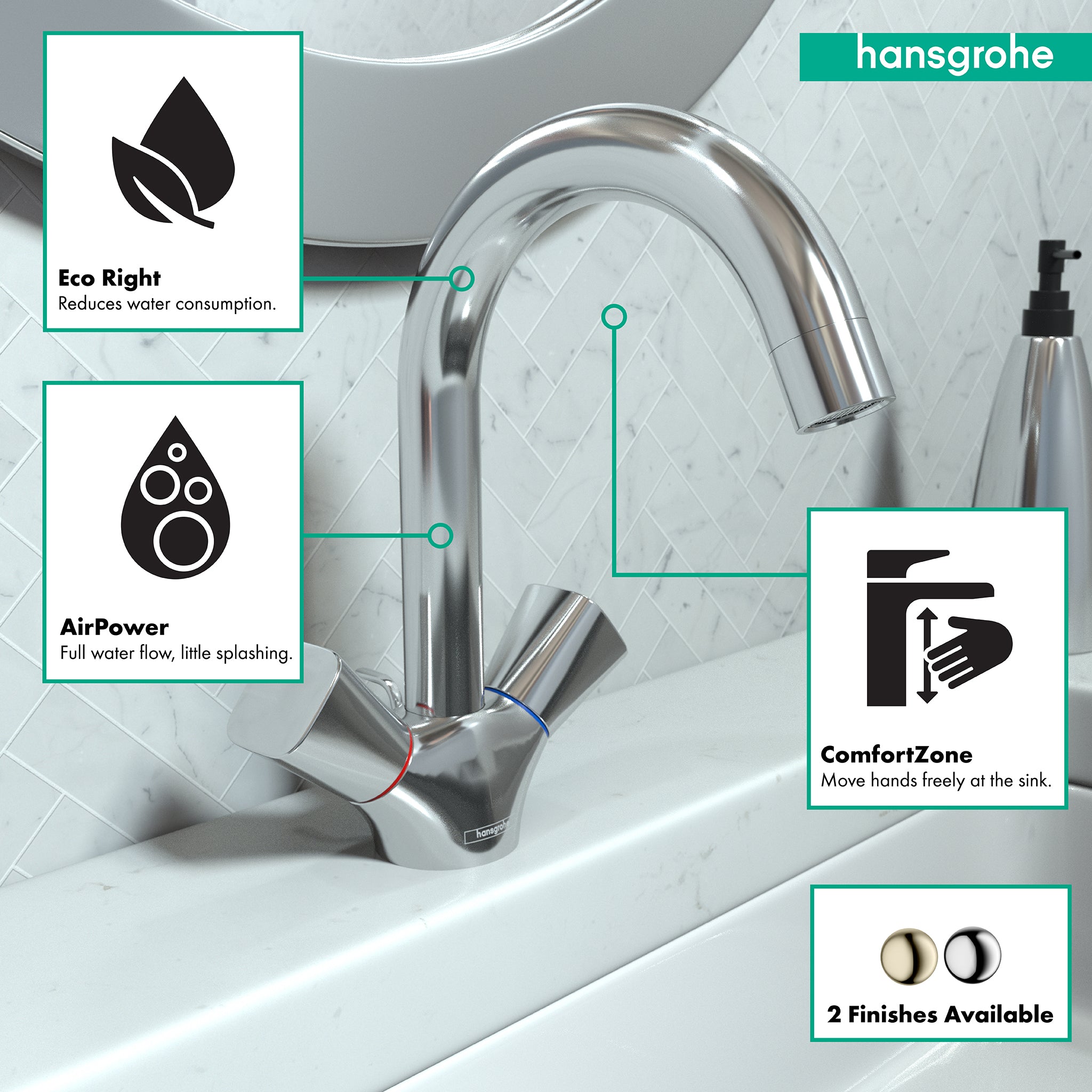HANSGROHE 71222001 Logis Single-Hole Faucet 150 with Swivel Spout and Pop-Up Drain, 1.2 GPM - Chrome