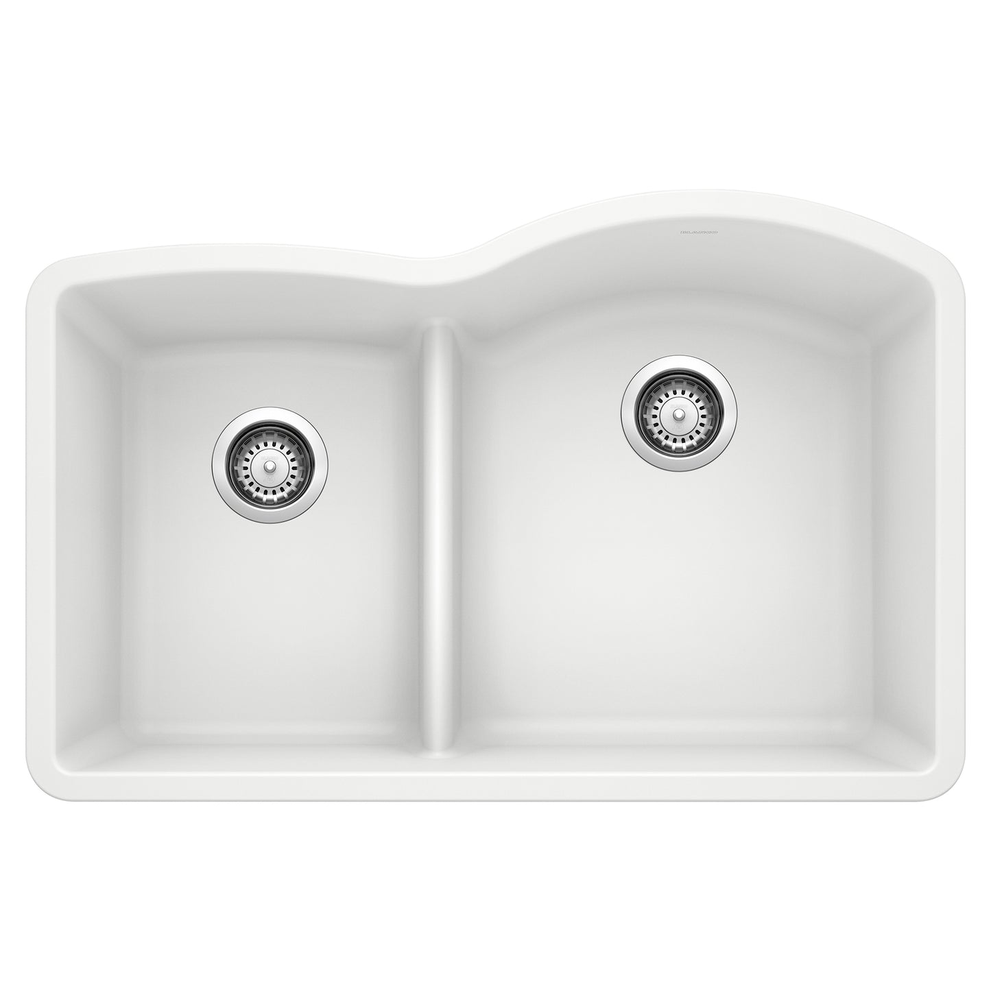 BLANCO 441603 Diamond Diamond SILGRANIT 32" 40/60 Reverse Double Bowl Undermount Kitchen Sink with Low Divide - White in White