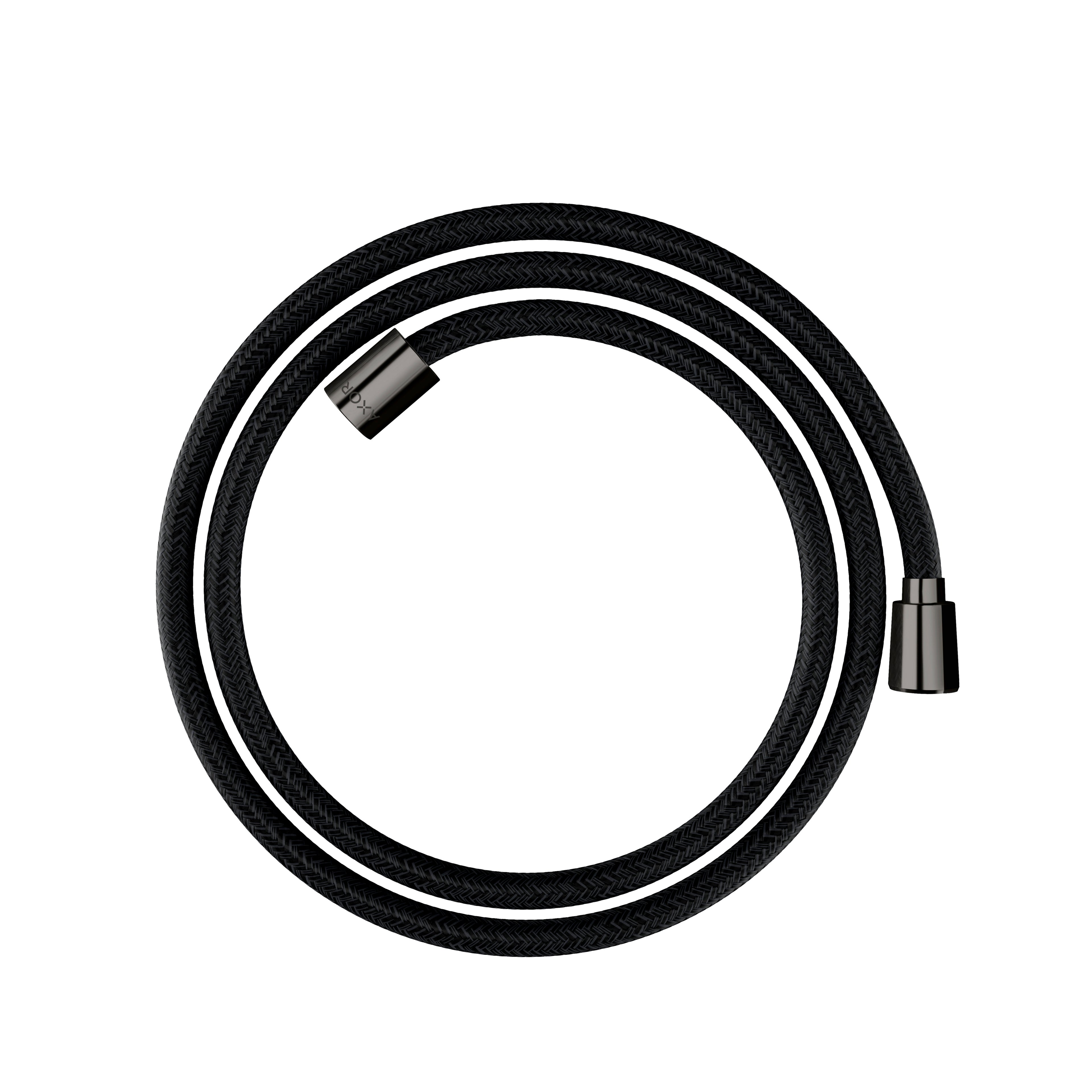 AXOR 28290330 Shower Solutions Textile Hose with Cylindrical and Conical Nut, 79" - Polished Black Chrome