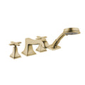HANSGROHE 31449141 Metropol Classic 4-Hole Roman Tub Set Trim with Cross Handles and 1.8 GPM Handshower - Brushed Bronze