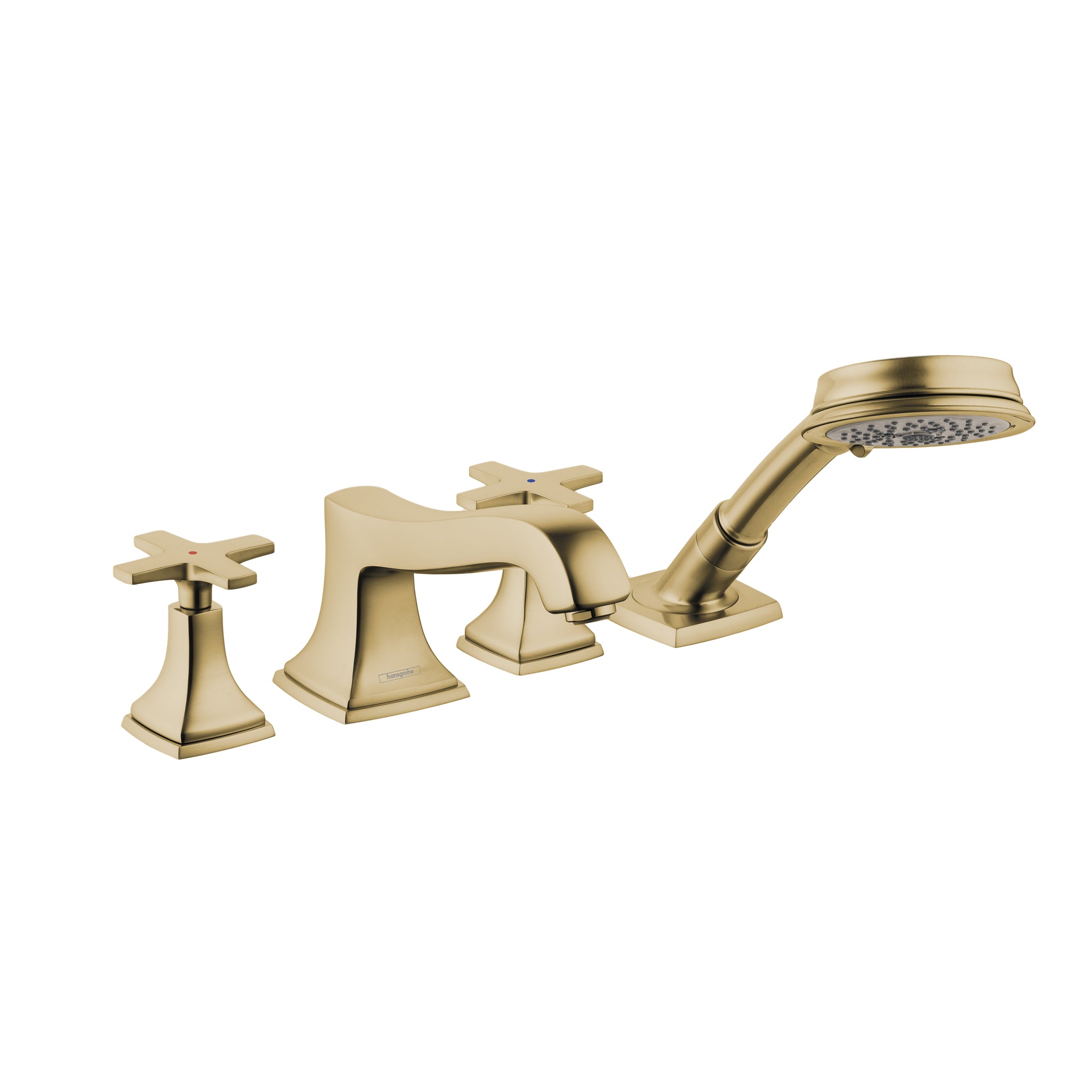 HANSGROHE 31449141 Metropol Classic 4-Hole Roman Tub Set Trim with Cross Handles and 1.8 GPM Handshower - Brushed Bronze