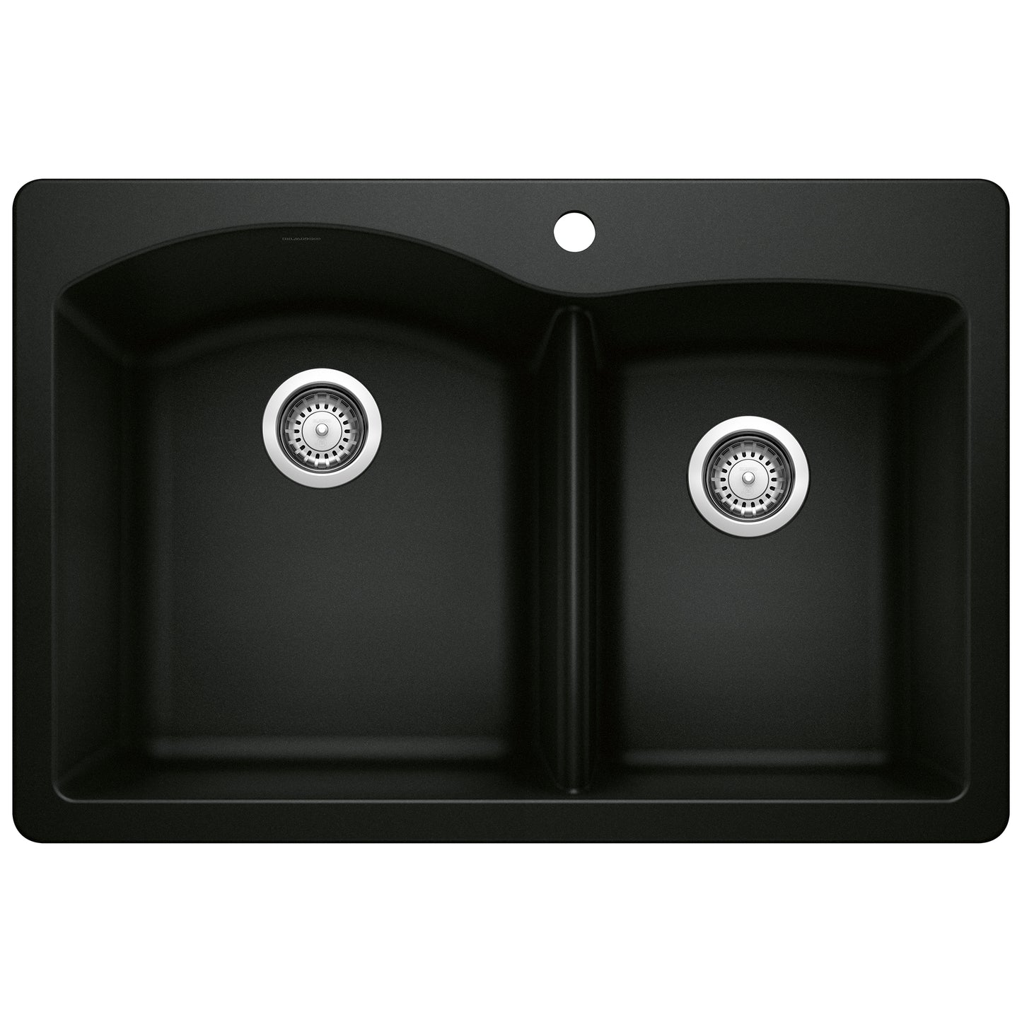 BLANCO 442908 Diamond Diamond SILGRANIT 33" 60/40 Double Bowl Dual Mount Kitchen Sink - Coal Black in Coal Black