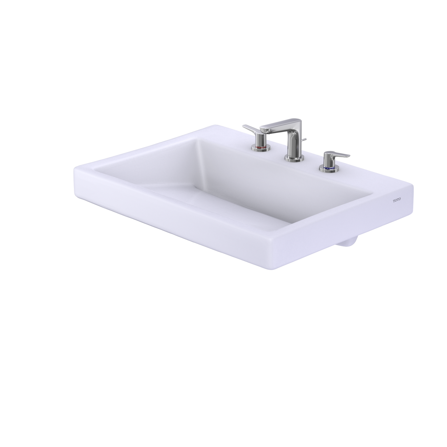 TOTO LT171.8G#01 Kiwami Renesse Design I Rectangular Fireclay Vessel Bathroom Sink with CEFIONTECT for 8 Inch Faucets , Cotton White