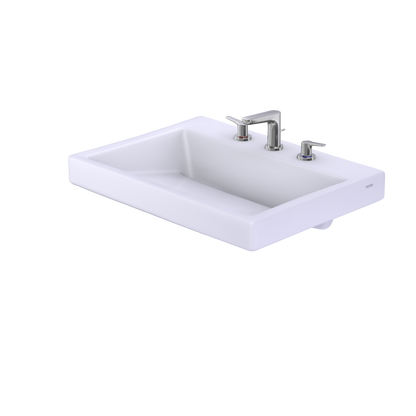 TOTO LT171.8G#01 Kiwami Renesse Design I Rectangular Fireclay Vessel Bathroom Sink With Cefiontect For 8 Inch Faucets - Cotton White