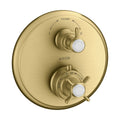 AXOR 16820251 Montreux Thermostatic Trim with Volume Control and Diverter- Cross-Handle - Brushed Gold Optic