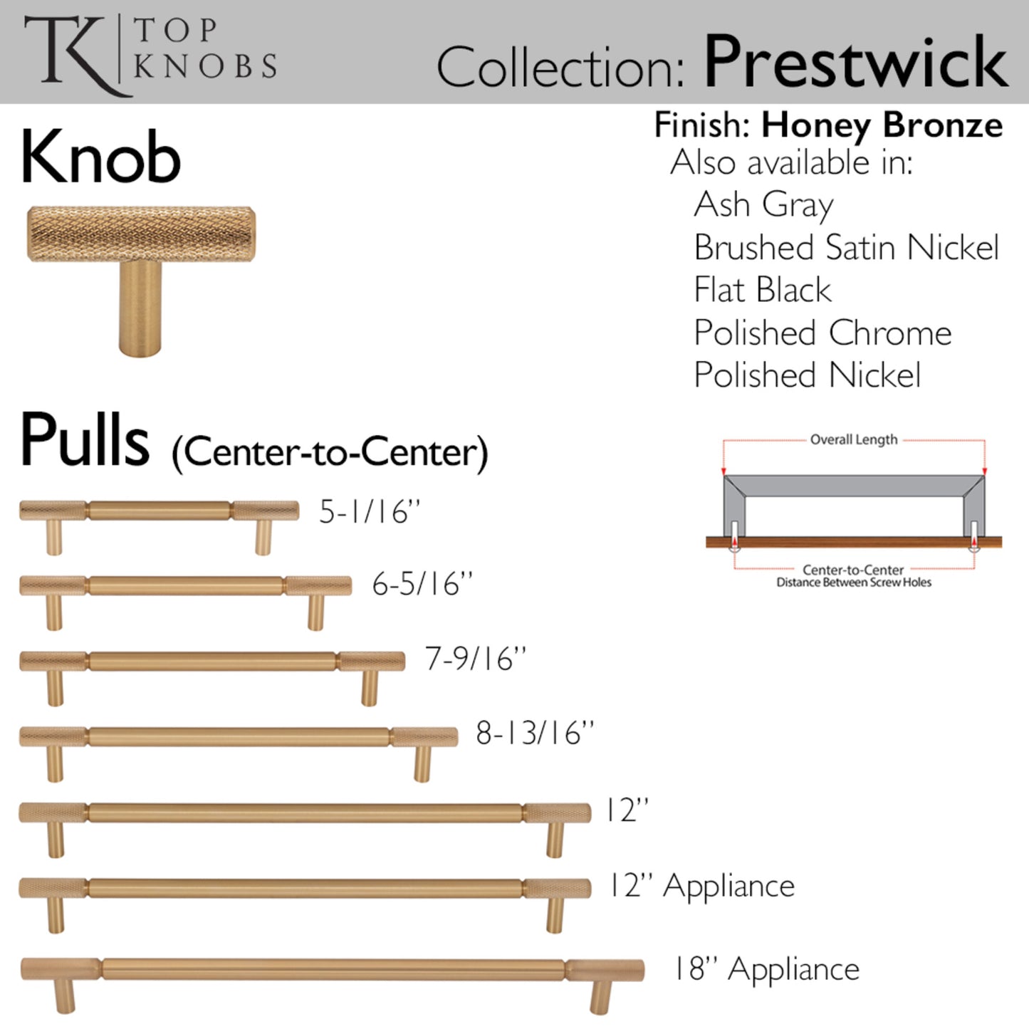 TOP KNOBS TK3246HB Prestwick 12" Center to Center Bar Pull - Honey Bronze